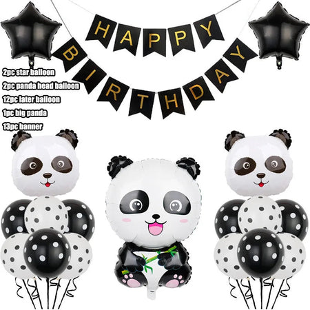 Panda Birthday Party Decoration Kit - Cartoon Panda Theme Supplies for Children's Birthday Party 15pc balloon banner / Other