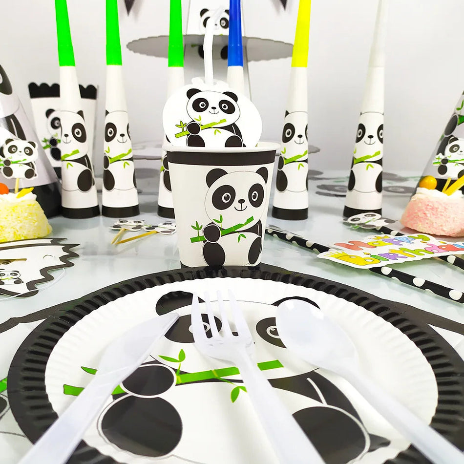 Panda Birthday Party Decoration Kit - Cartoon Panda Theme Supplies for Children's Birthday Party