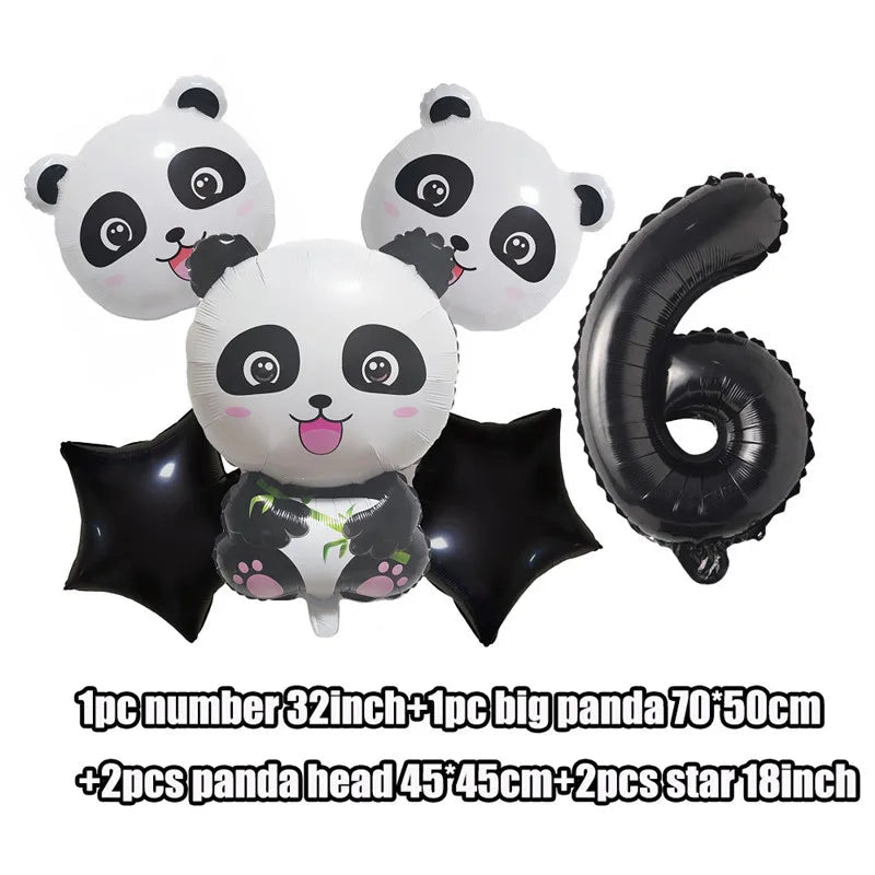 Panda Birthday Party Decoration Kit - Cartoon Panda Theme Supplies for Children's Birthday Party 6pc balloon 6 / Other