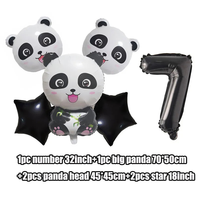 Panda Birthday Party Decoration Kit - Cartoon Panda Theme Supplies for Children's Birthday Party 6pc balloon 7 / Other