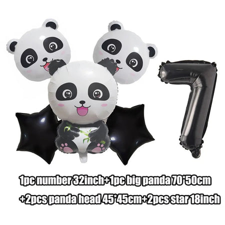 Panda Birthday Party Decoration Kit - Cartoon Panda Theme Supplies for Children's Birthday Party 6pc balloon 7 / Other