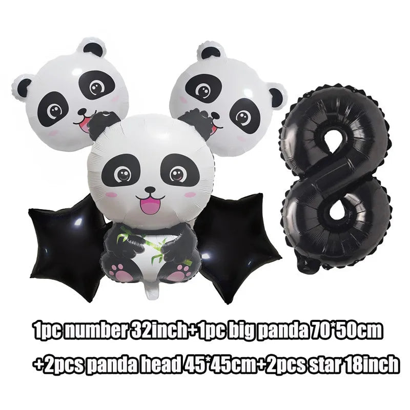 Panda Birthday Party Decoration Kit - Cartoon Panda Theme Supplies for Children's Birthday Party 6pc balloon 8 / Other