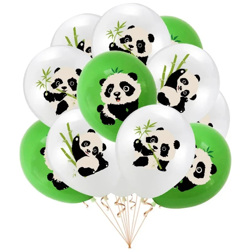 Panda Cake Toppers Happy Birthday Banner Balloon Decoration 12pcs Balloons