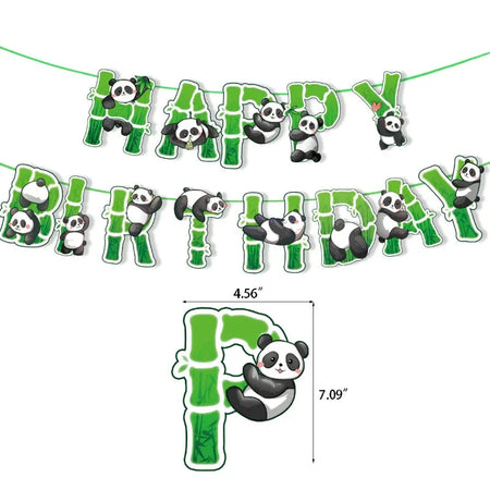 Panda Cake Toppers Happy Birthday Banner Balloon Decoration 1PC Banner