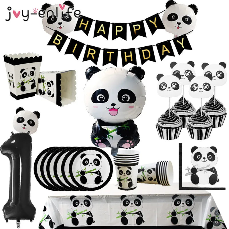 Panda Theme Kids Disposable Tableware Set