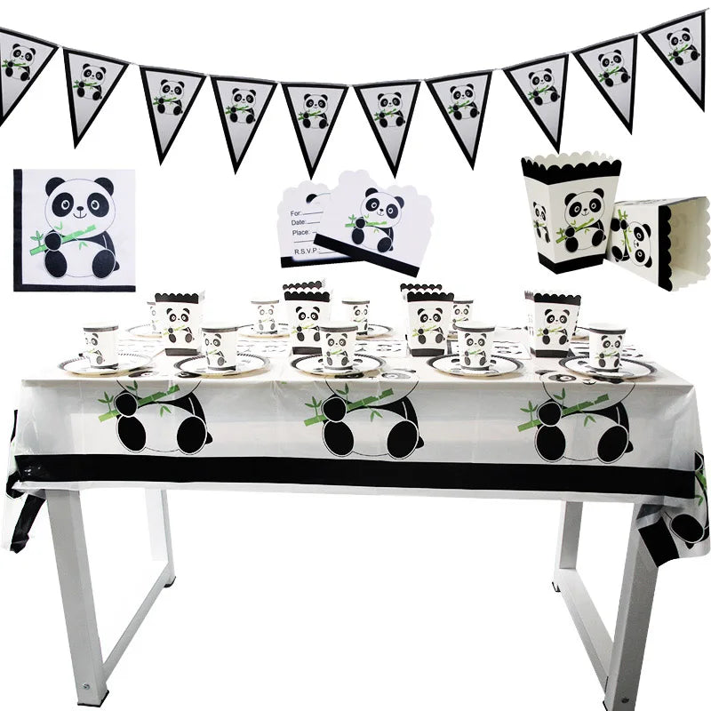 Panda Theme Kids Disposable Tableware Set