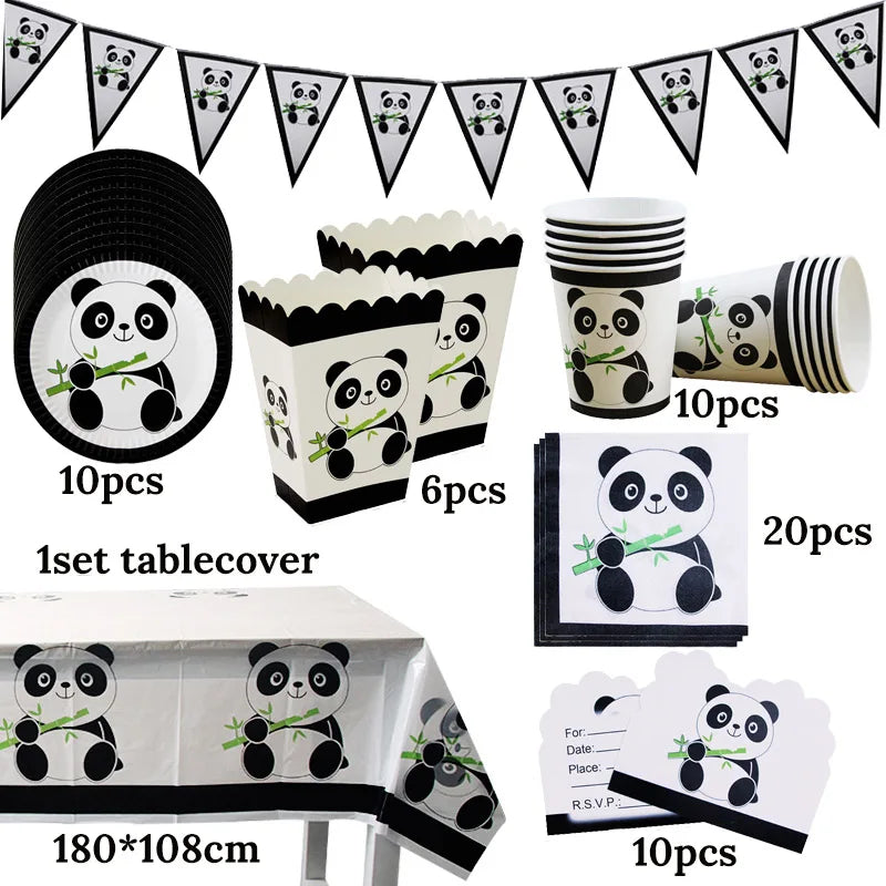 Panda Theme Kids Disposable Tableware Set
