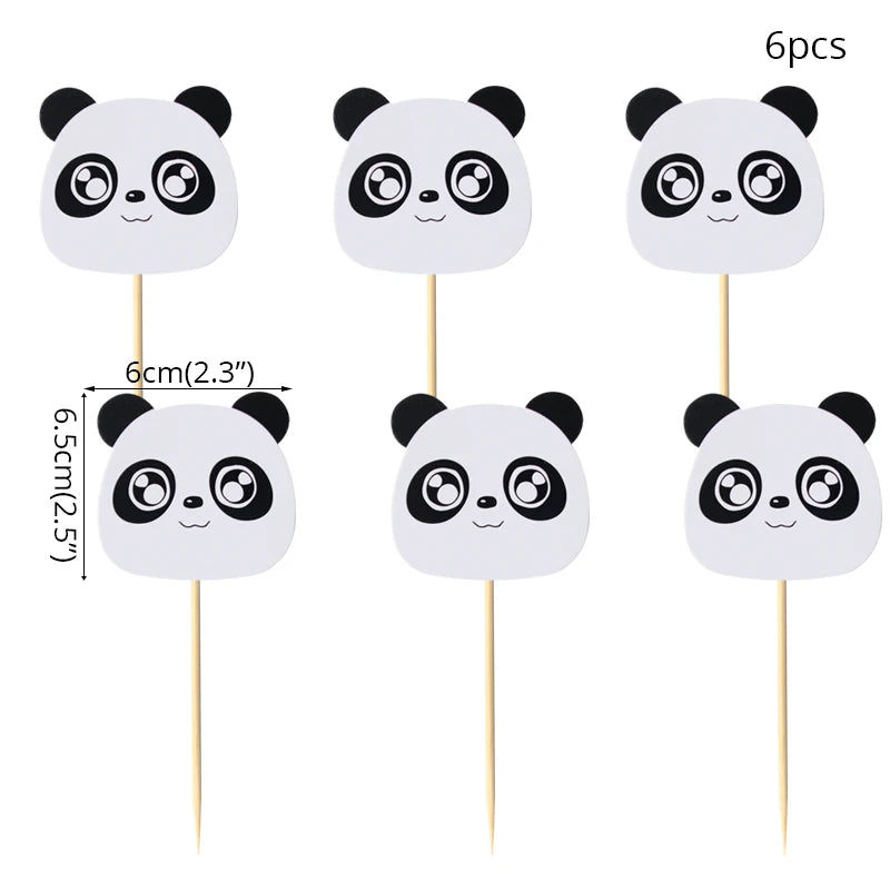 Panda Theme Kids Disposable Tableware Set cupcake topper