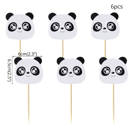 Panda Theme Kids Disposable Tableware Set cupcake topper