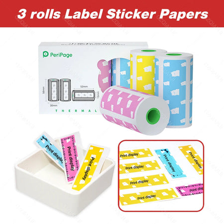 Peripage A6 A8 A2 Paper 58mm Label Sticker Notes Color Photo Printer Adhesive Papers White Receipt Bill Roll Case BPA Free P1 P2 3 Color Labels2 / CHINA