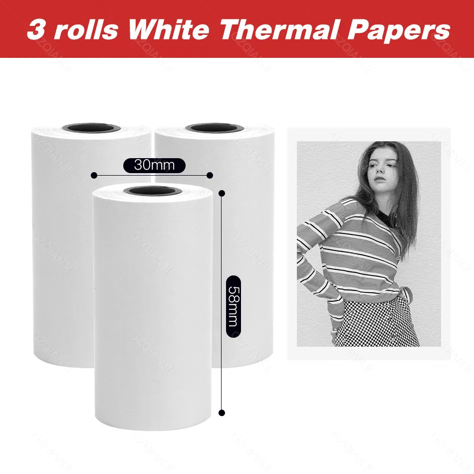 Peripage A6 A8 A2 Paper 58mm Label Sticker Notes Color Photo Printer Adhesive Papers White Receipt Bill Roll Case BPA Free P1 P2 3 White Notes / CHINA