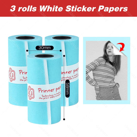 Peripage A6 A8 A2 Paper 58mm Label Sticker Notes Color Photo Printer Adhesive Papers White Receipt Bill Roll Case BPA Free P1 P2 3 White Sticker / CHINA