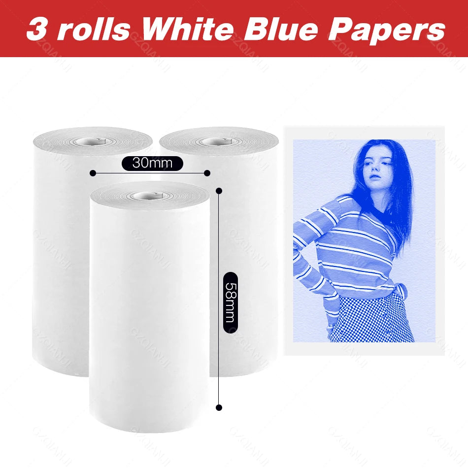 Peripage A6 A8 A2 Paper 58mm Label Sticker Notes Color Photo Printer Adhesive Papers White Receipt Bill Roll Case BPA Free P1 P2 3 WhiteBlue Notes / CHINA