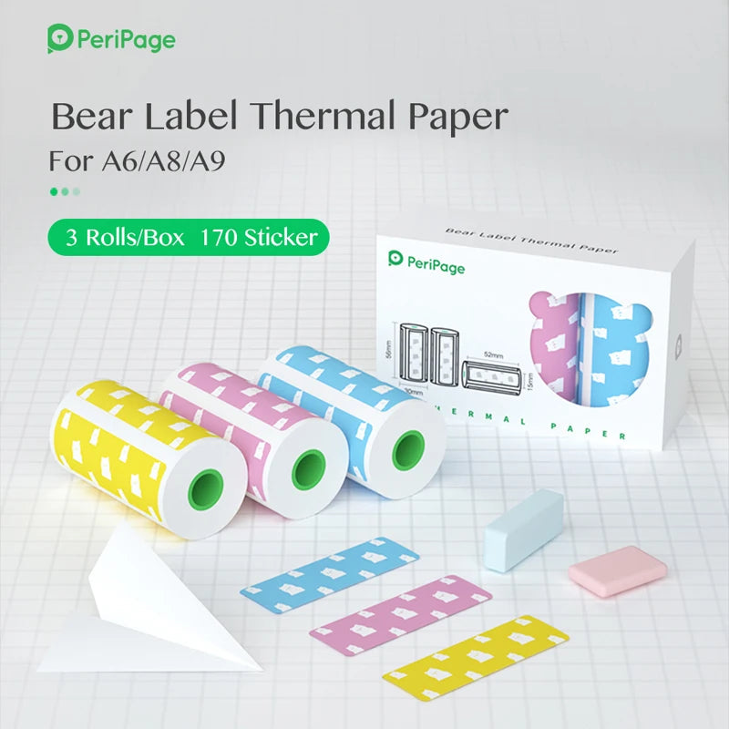 Peripage A6 A8 A2 Paper 58mm Label Sticker Notes Color Photo Printer Adhesive Papers White Receipt Bill Roll Case BPA Free P1 P2