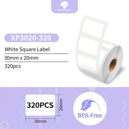 Phomemo Label Printer M110 Label Maker Barcode Label Printer for Address, Barcode, Clothing, Photo,Logo,Jewelry,Retail,Business White Label 30x20