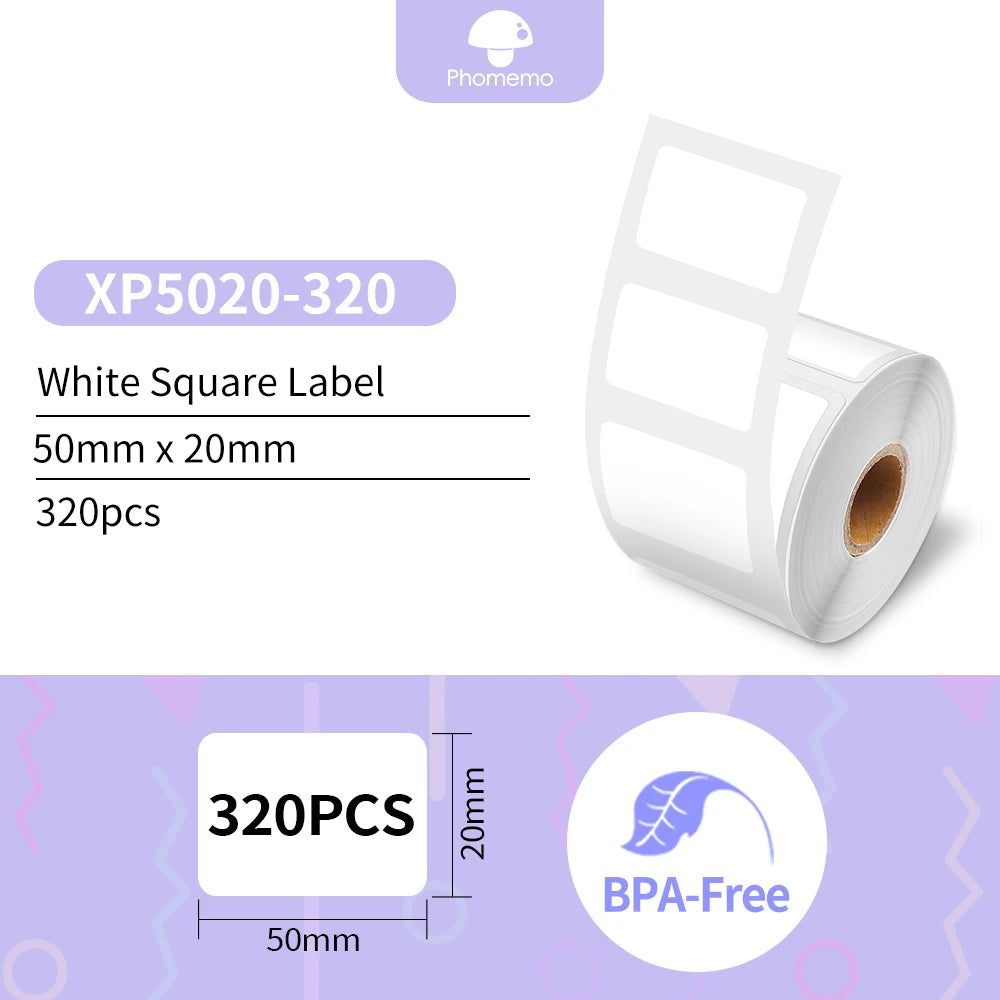 Phomemo Label Printer M110 Label Maker Barcode Label Printer for Address, Barcode, Clothing, Photo,Logo,Jewelry,Retail,Business White Label 50x20