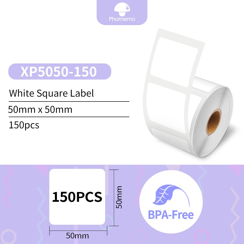 Phomemo Label Printer M110 Label Maker Barcode Label Printer for Address, Barcode, Clothing, Photo,Logo,Jewelry,Retail,Business White Label 50x50