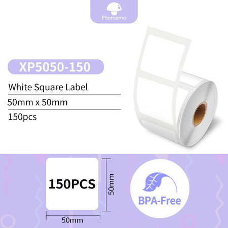 Phomemo Label Printer M110 Label Maker Barcode Label Printer for Address, Barcode, Clothing, Photo,Logo,Jewelry,Retail,Business White Label 50x50