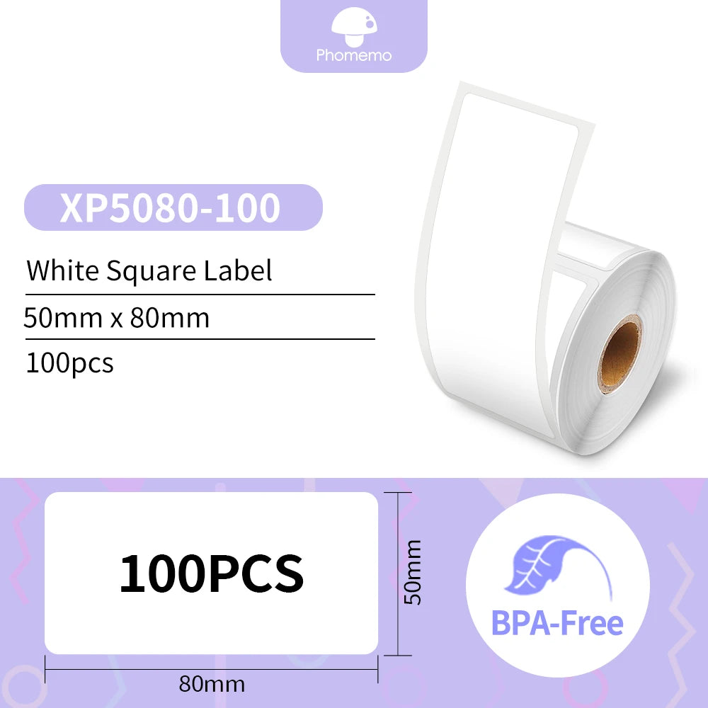 Phomemo Label Printer M110 Label Maker Barcode Label Printer for Address, Barcode, Clothing, Photo,Logo,Jewelry,Retail,Business White Label 50x80