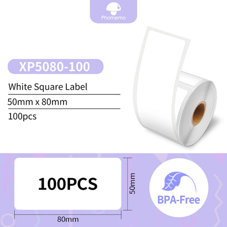 Phomemo Label Printer M110 Label Maker Barcode Label Printer for Address, Barcode, Clothing, Photo,Logo,Jewelry,Retail,Business White Label 50x80