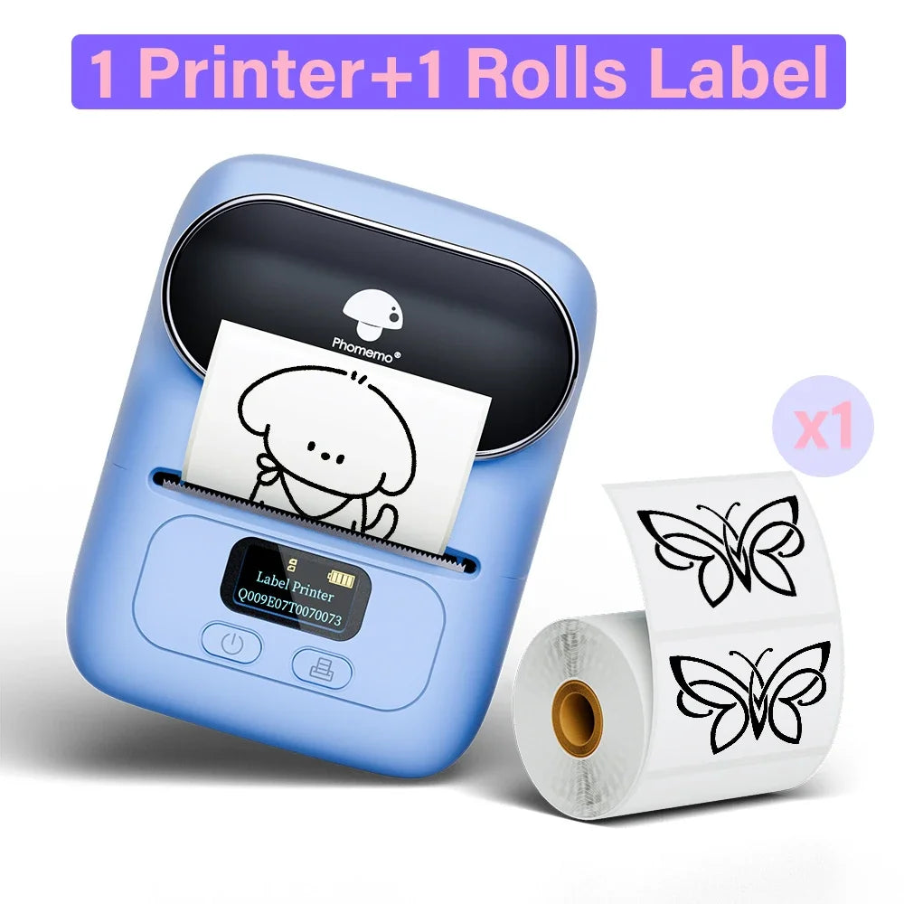 Phomemo M110 Thermal Wireless Label Printer Portable Bluetooth Sticker Mini Printer Barcode Label Maker Price Tag Printers DIY M110 Blue