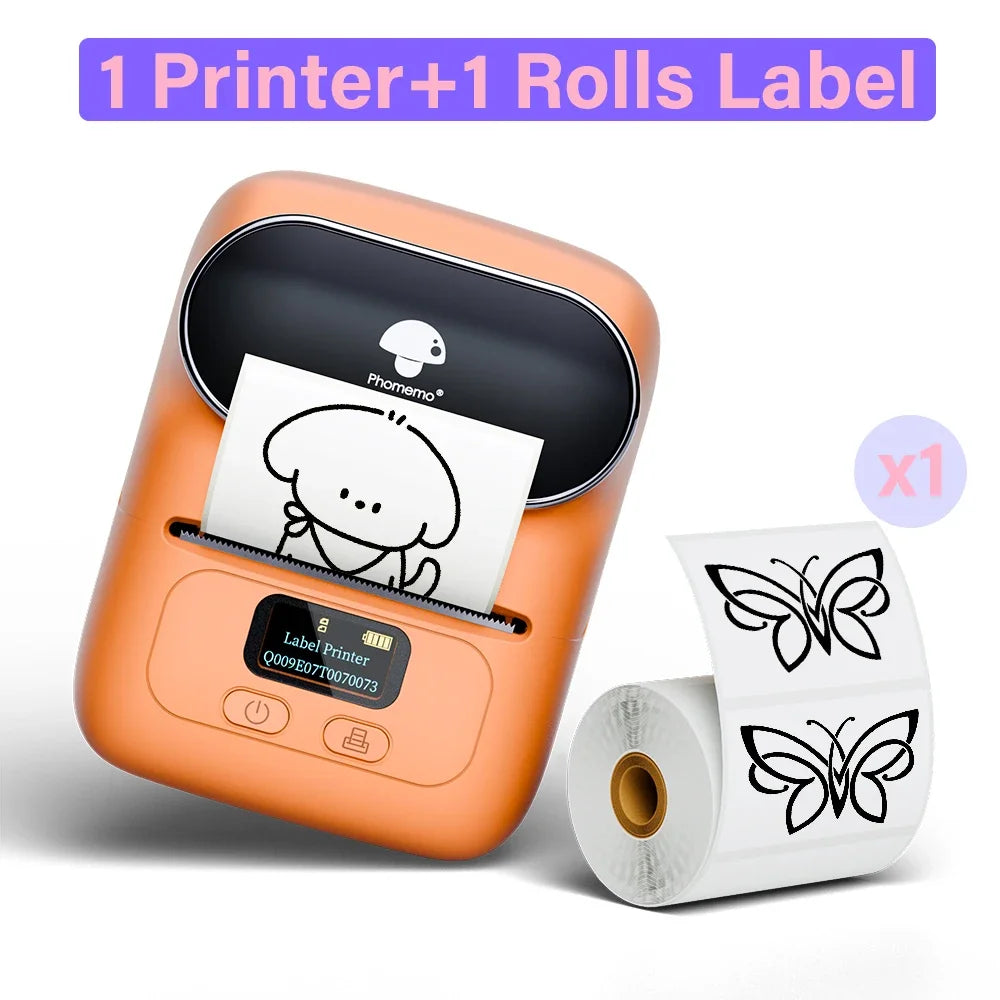 Phomemo M110 Thermal Wireless Label Printer Portable Bluetooth Sticker Mini Printer Barcode Label Maker Price Tag Printers DIY M110 Orange