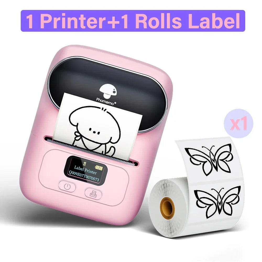 Phomemo M110 Thermal Wireless Label Printer Portable Bluetooth Sticker Mini Printer Barcode Label Maker Price Tag Printers DIY M110 Pink