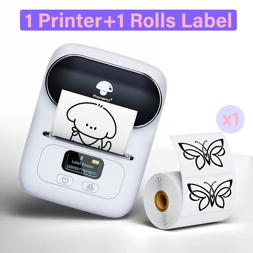 Phomemo M110 Thermal Wireless Label Printer Portable Bluetooth Sticker Mini Printer Barcode Label Maker Price Tag Printers DIY M110 White