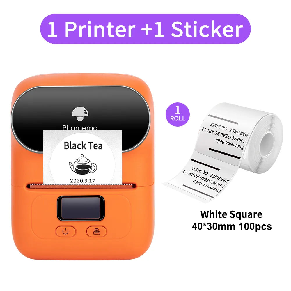 Phomemo M110 Thermal Wireless Label Printer Sticker Mini Printer Barcode Bluetooth Label Maker Price Tag Printers Free APP Orange / CN