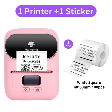 Phomemo M110 Thermal Wireless Label Printer Sticker Mini Printer Barcode Bluetooth Label Maker Price Tag Printers Free APP Pink / CN