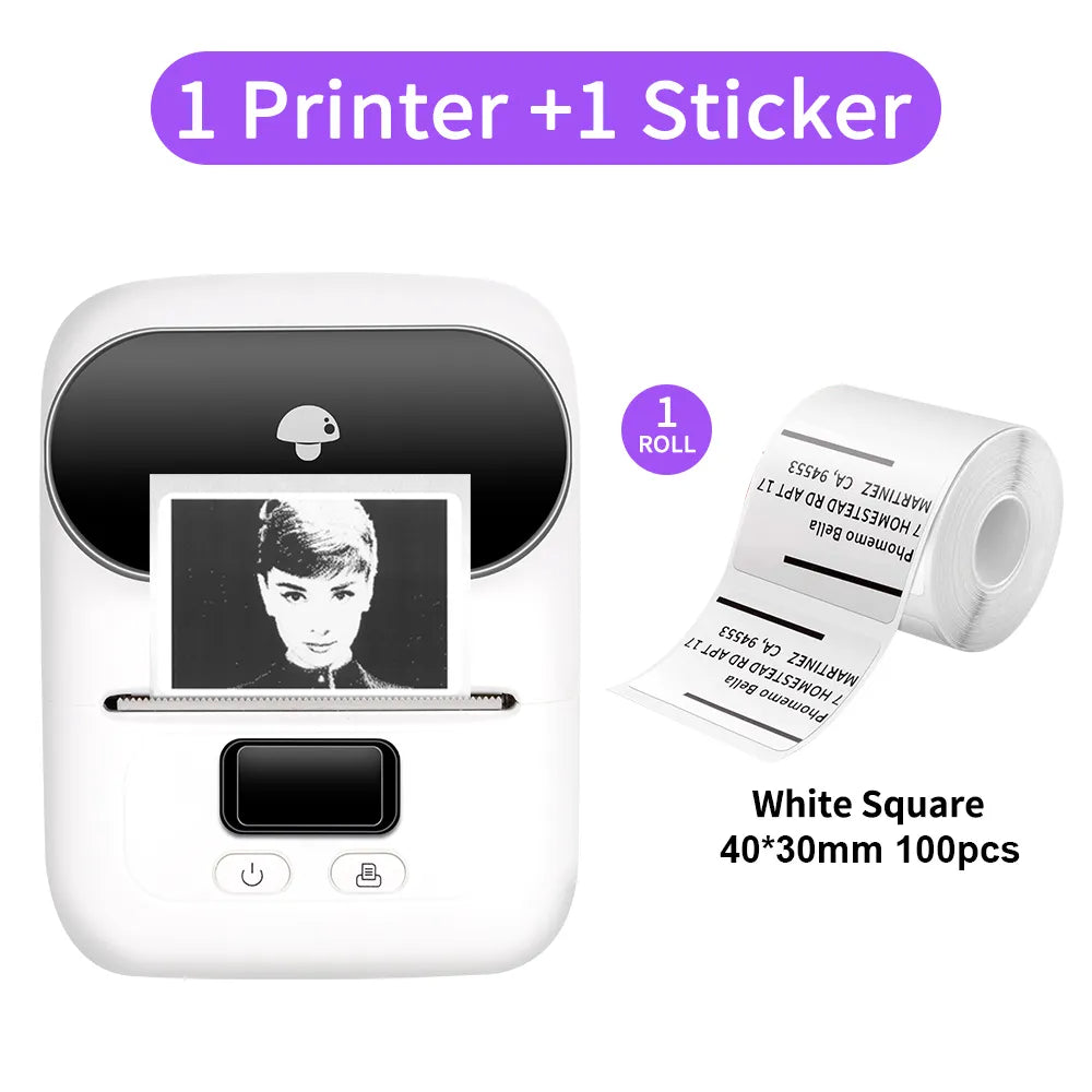 Phomemo M110 Thermal Wireless Label Printer Sticker Mini Printer Barcode Bluetooth Label Maker Price Tag Printers Free APP White / CN