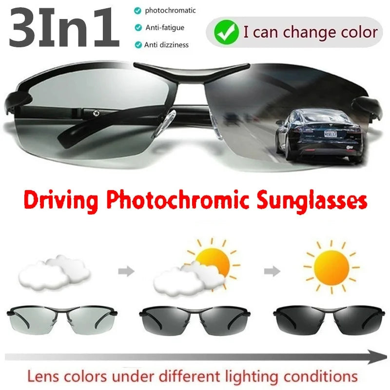 Photochromic Half Frame Luxury Sunglasses for Men