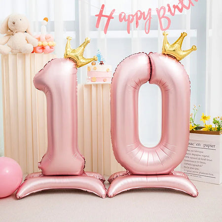 Pink Crown 42inch Number Foil Balloon for Girls' Birthday Party Decoration