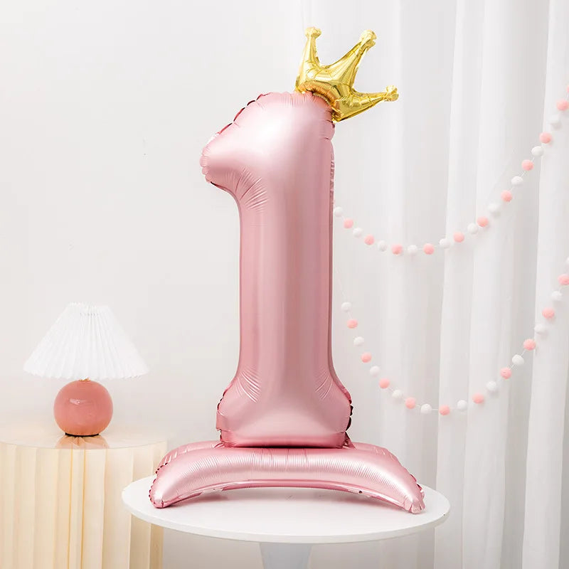 Pink Crown 42inch Number Foil Balloon for Girls' Birthday Party Decoration Number 1 / 42inch