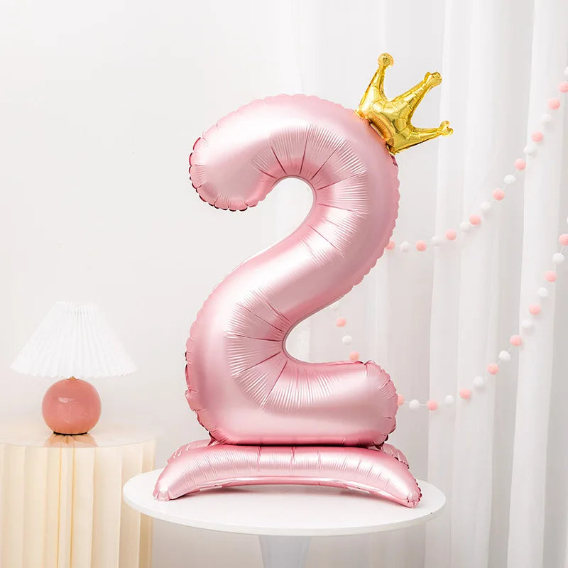 Pink Crown 42inch Number Foil Balloon for Girls' Birthday Party Decoration Number 2 / 42inch