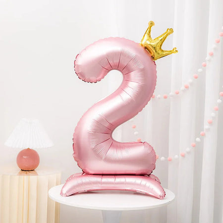 Pink Crown 42inch Number Foil Balloon for Girls' Birthday Party Decoration Number 2 / 42inch