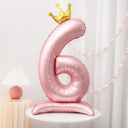 Pink Crown 42inch Number Foil Balloon for Girls' Birthday Party Decoration Number 6 / 42inch