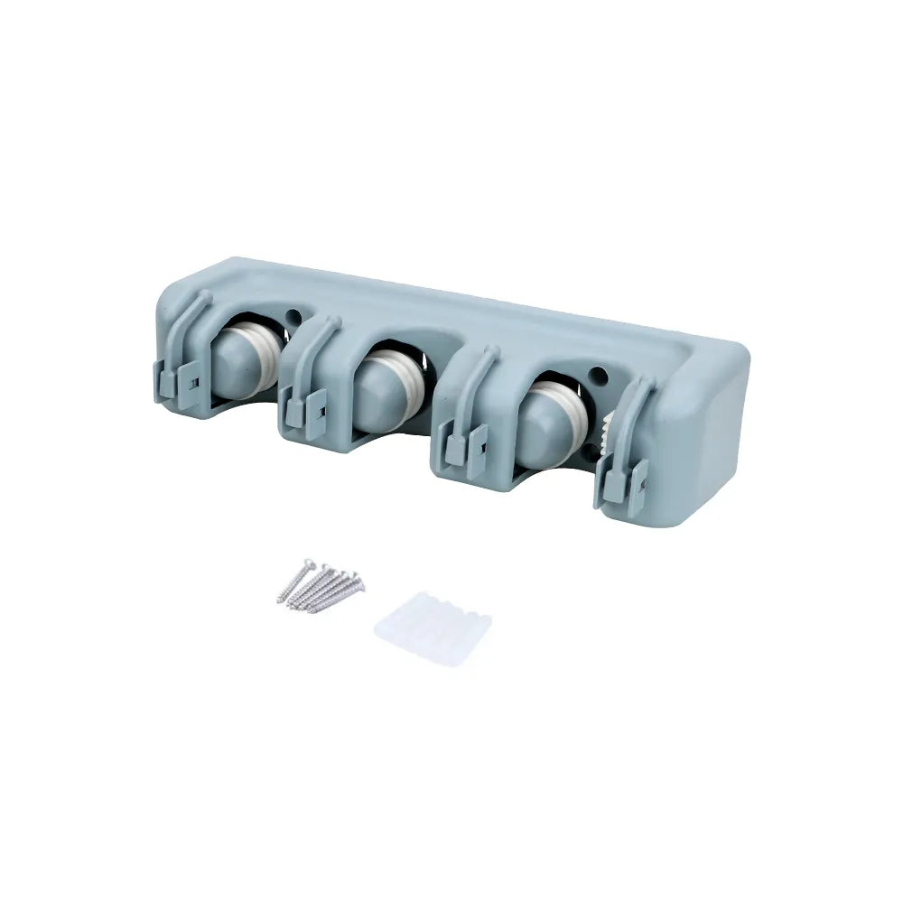 Plastic Mop Holder Wall Mounted Broom Hook 3/4/5 Position Multi-Functional Broomstick Storage Rack Bathroom Organizer 3 and 4 White