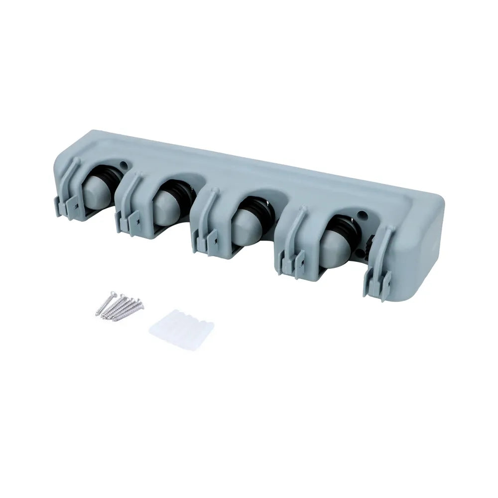 Plastic Mop Holder Wall Mounted Broom Hook 3/4/5 Position Multi-Functional Broomstick Storage Rack Bathroom Organizer 4 and 5 Black