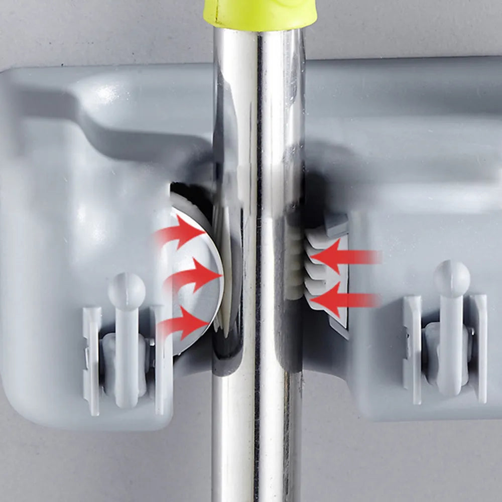 Plastic Mop Holder Wall Mounted Broom Hook 3/4/5 Position Multi-Functional Broomstick Storage Rack Bathroom Organizer