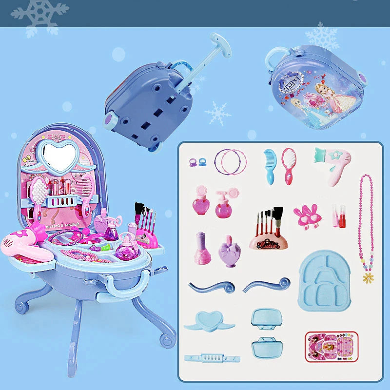 Play House Set Children's Dressing Table Toys For Girls From 6 to 10 Years Makeup Set For Girl Children's Nove Toy Birthday Gift Blue