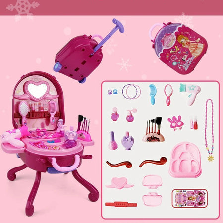 Play House Set Children's Dressing Table Toys For Girls From 6 to 10 Years Makeup Set For Girl Children's Nove Toy Birthday Gift Pink