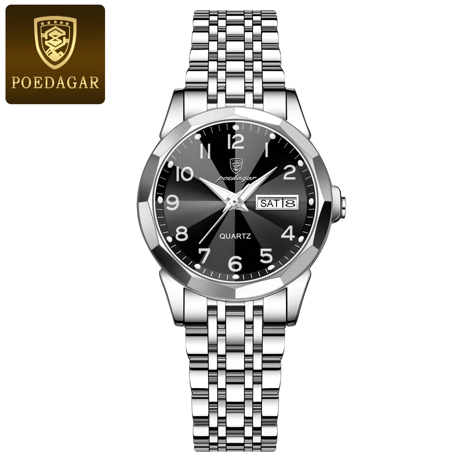 POEDAGAR Luxury Ladies Wristwatch Waterproof Luminous Date Week Women Quartz Watch Stainless Steel Women&lsquo;s Watches Female Reloj