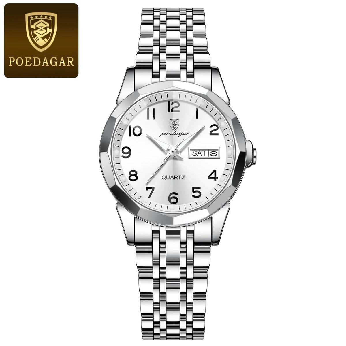 POEDAGAR Luxury Ladies Wristwatch Waterproof Luminous Date Week Women Quartz Watch Stainless Steel Women&lsquo;s Watches Female Reloj