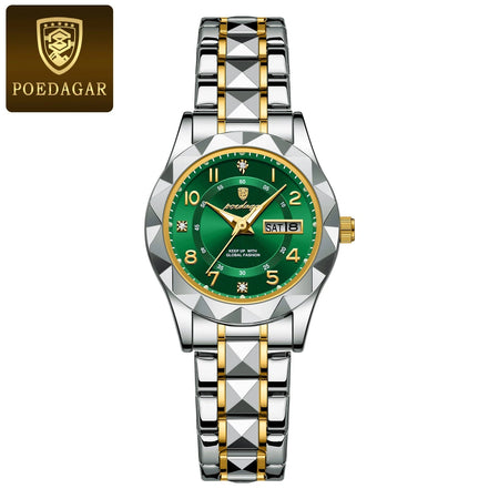 POEDAGAR Luxury Women's Watches Waterproof Luminous Date Week Ladies Watch for Female Quartz Stainless Steel Dress Women Watch