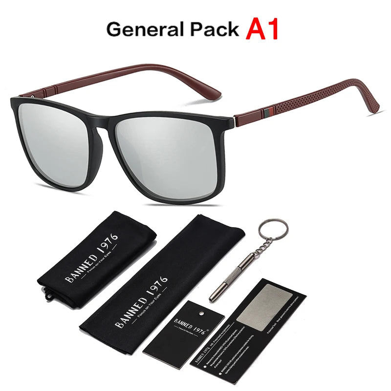 Polarized TR90 Sunglasses for Men &amp;amp; Women with UV400 Protection brown silver  A1 / CE Polarized