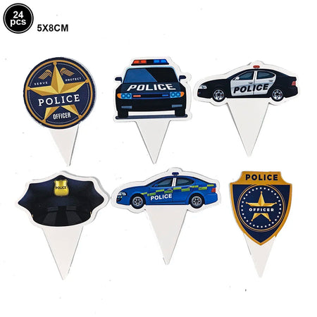 Police Birthday Cake Topper Glitter Officer Themed Cake Decor