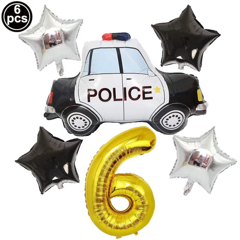 Police Birthday Cake Topper Glitter Officer Themed Cake Decor Red