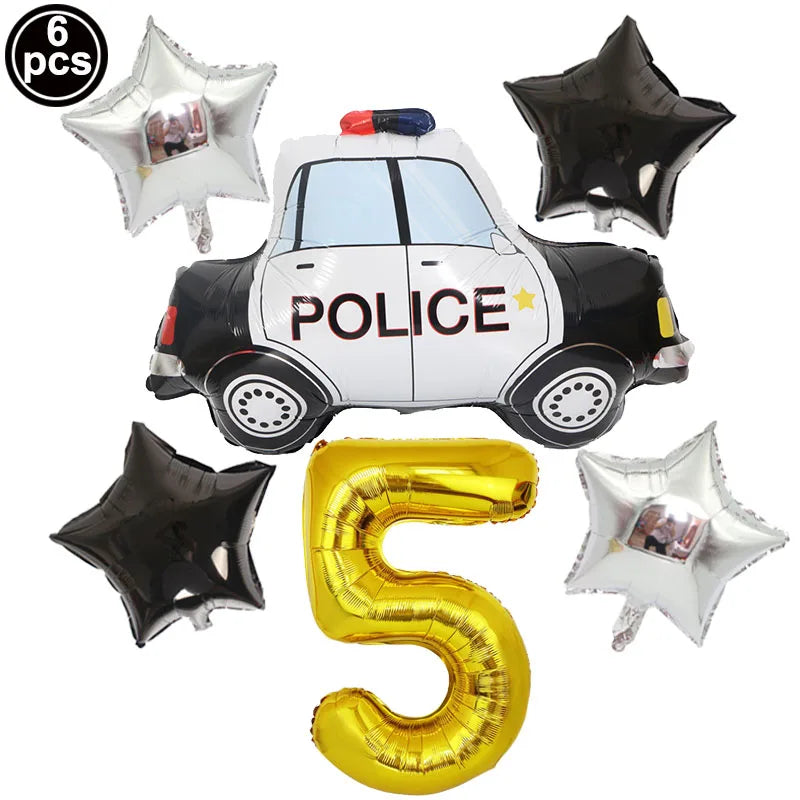Police Birthday Cake Topper Glitter Officer Themed Cake Decor Silver