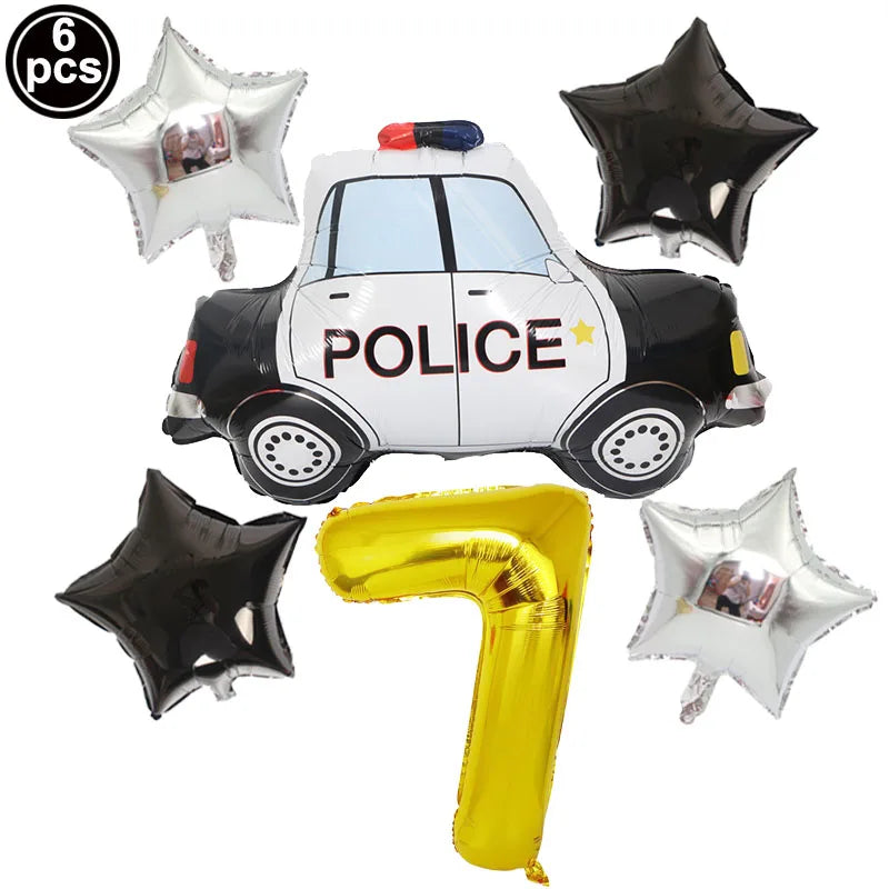 Police Birthday Cake Topper Glitter Officer Themed Cake Decor WHITE